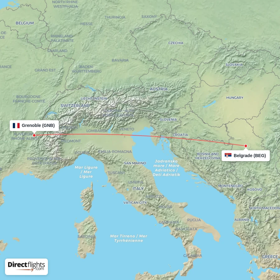 GNB - BEG route map