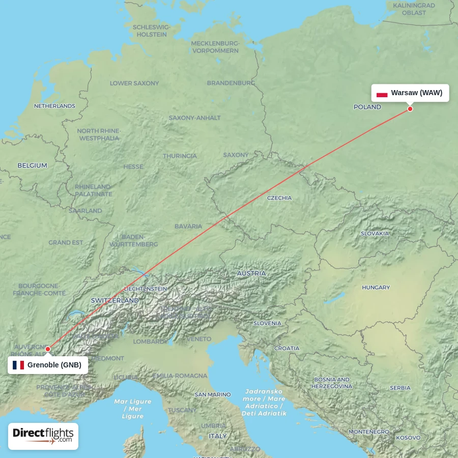 GNB - WAW route map