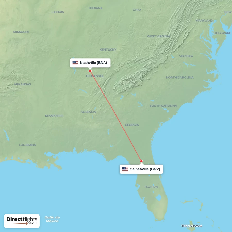 GNV - BNA route map
