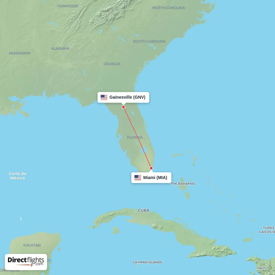 GNV - MIA route map