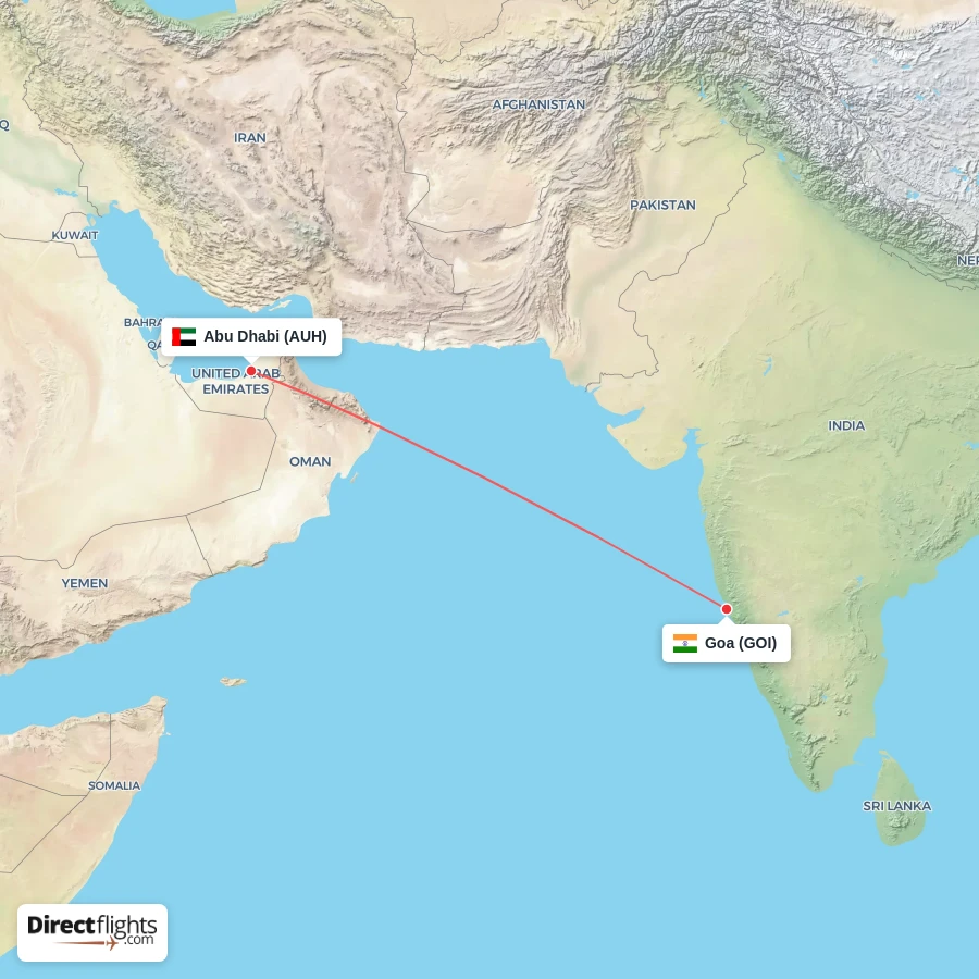 GOI - AUH route map