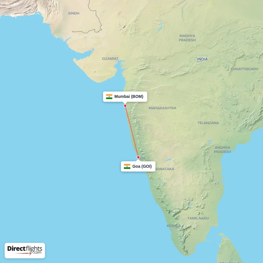 GOI - BOM route map