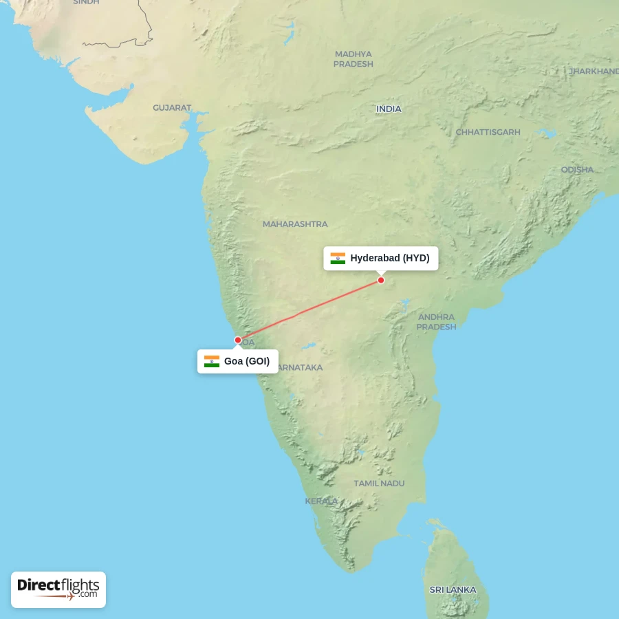 GOI - HYD route map