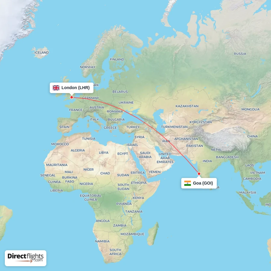 GOI - LHR route map