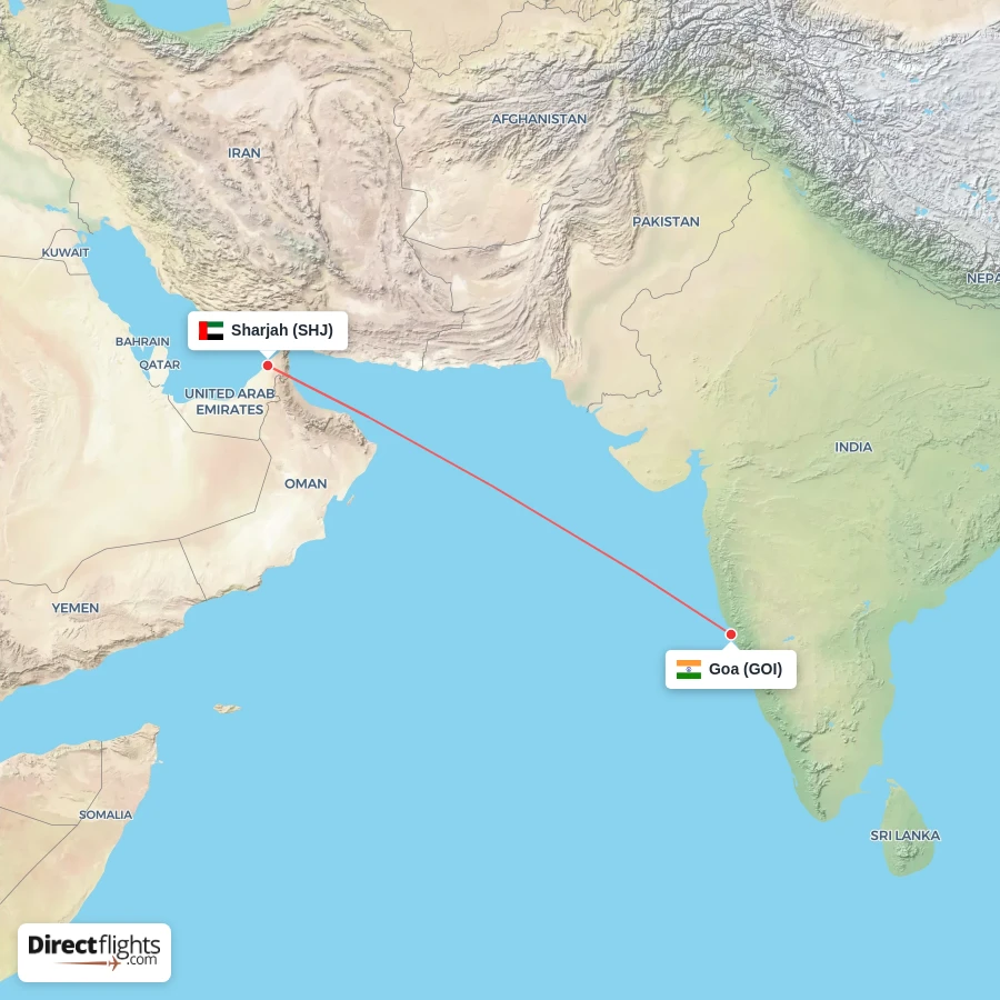 GOI - SHJ route map