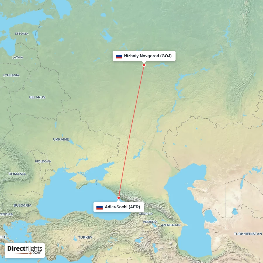 GOJ - AER route map