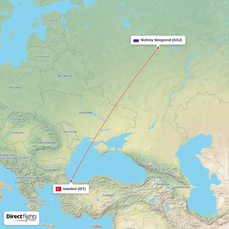 GOJ - IST route map