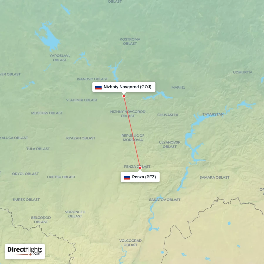 GOJ - PEZ route map