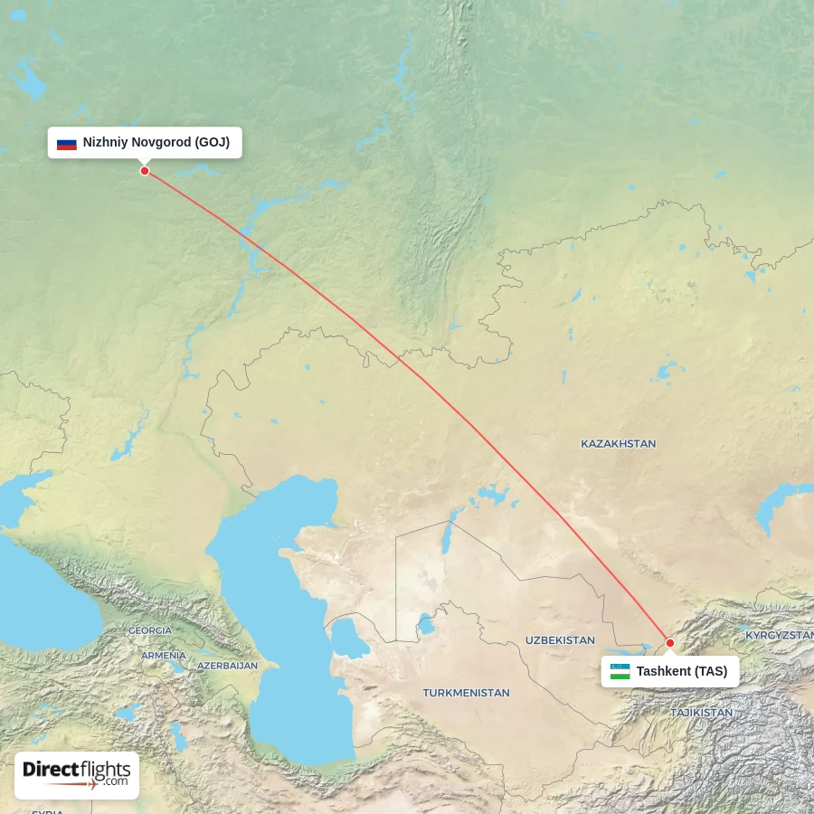 GOJ - TAS route map