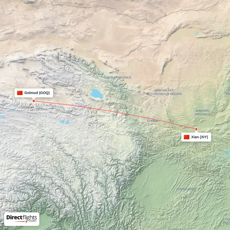GOQ - XIY route map