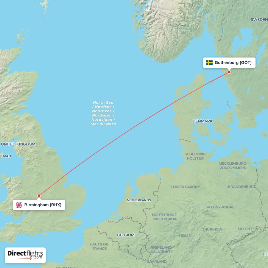 GOT - BHX route map