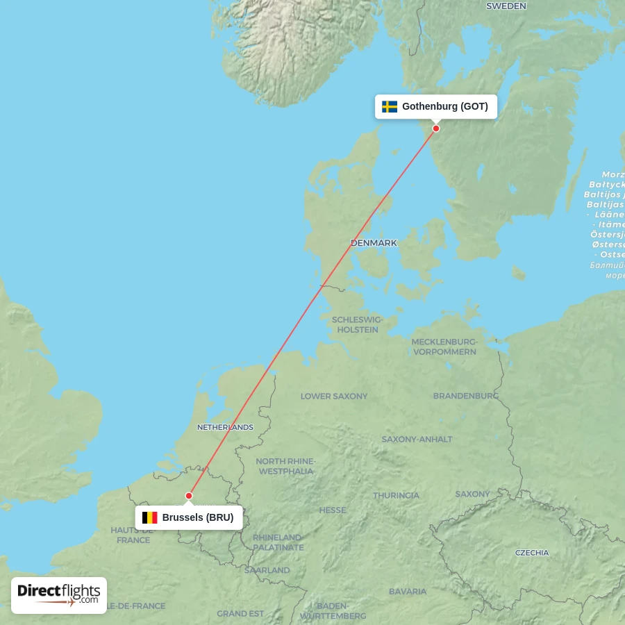 GOT - BRU route map