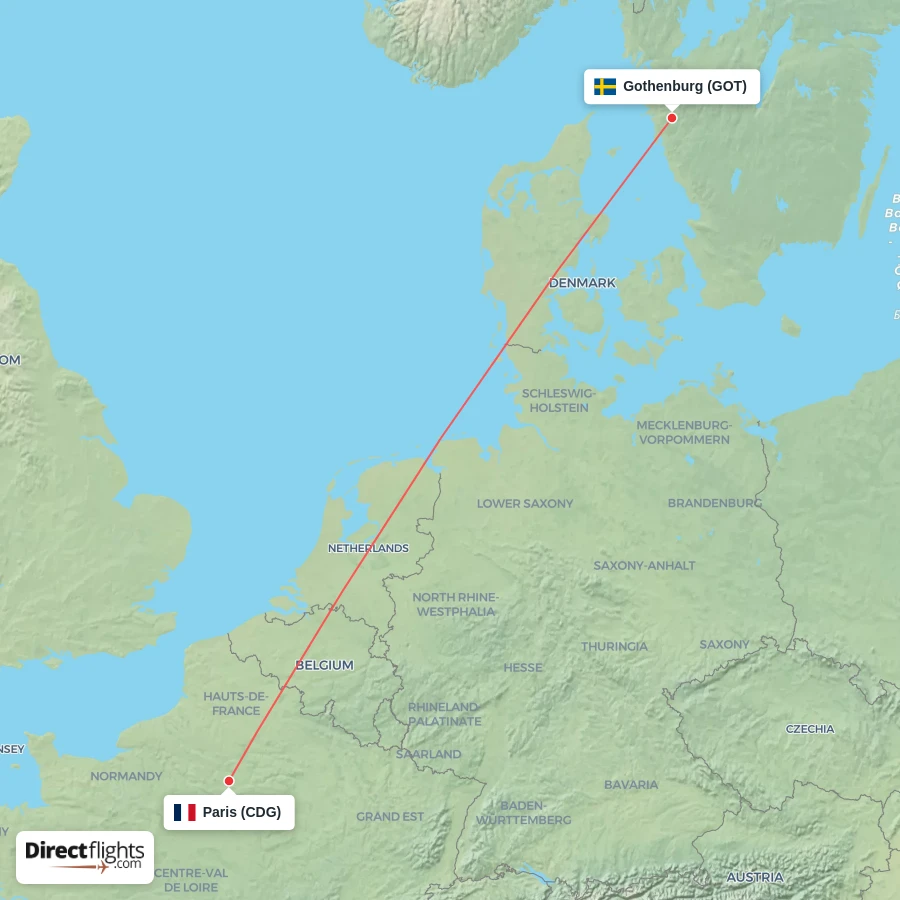 GOT - CDG route map