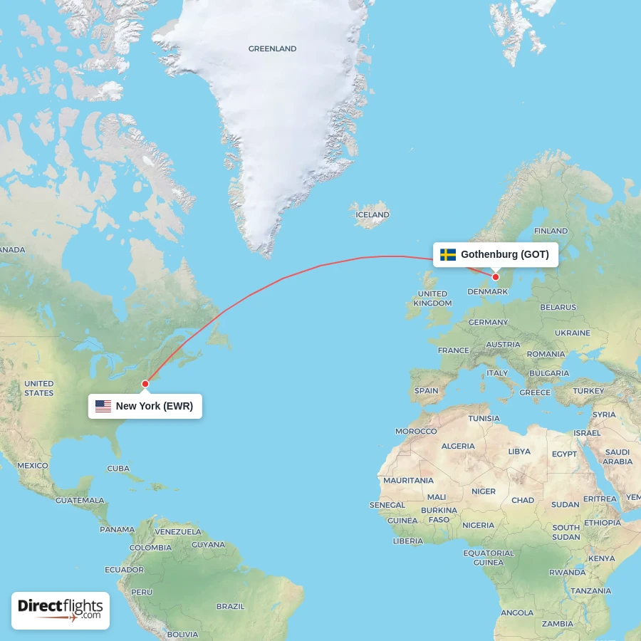 GOT - EWR route map
