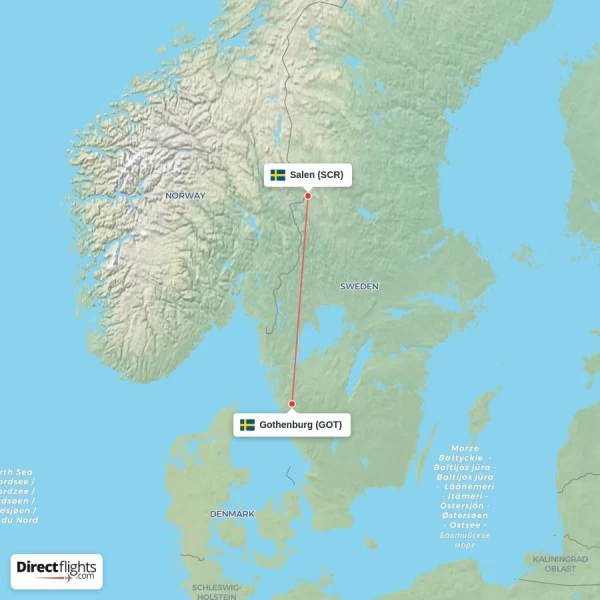 Gothenburg - Salen direct flight map