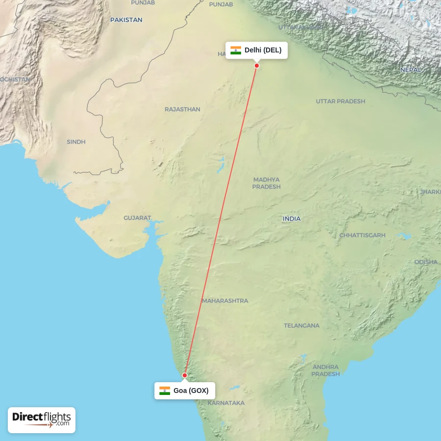 GOX - DEL route map