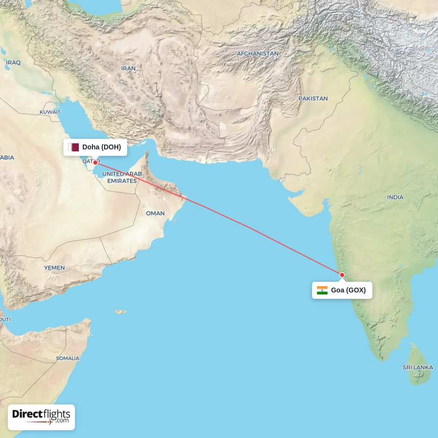 GOX - DOH route map