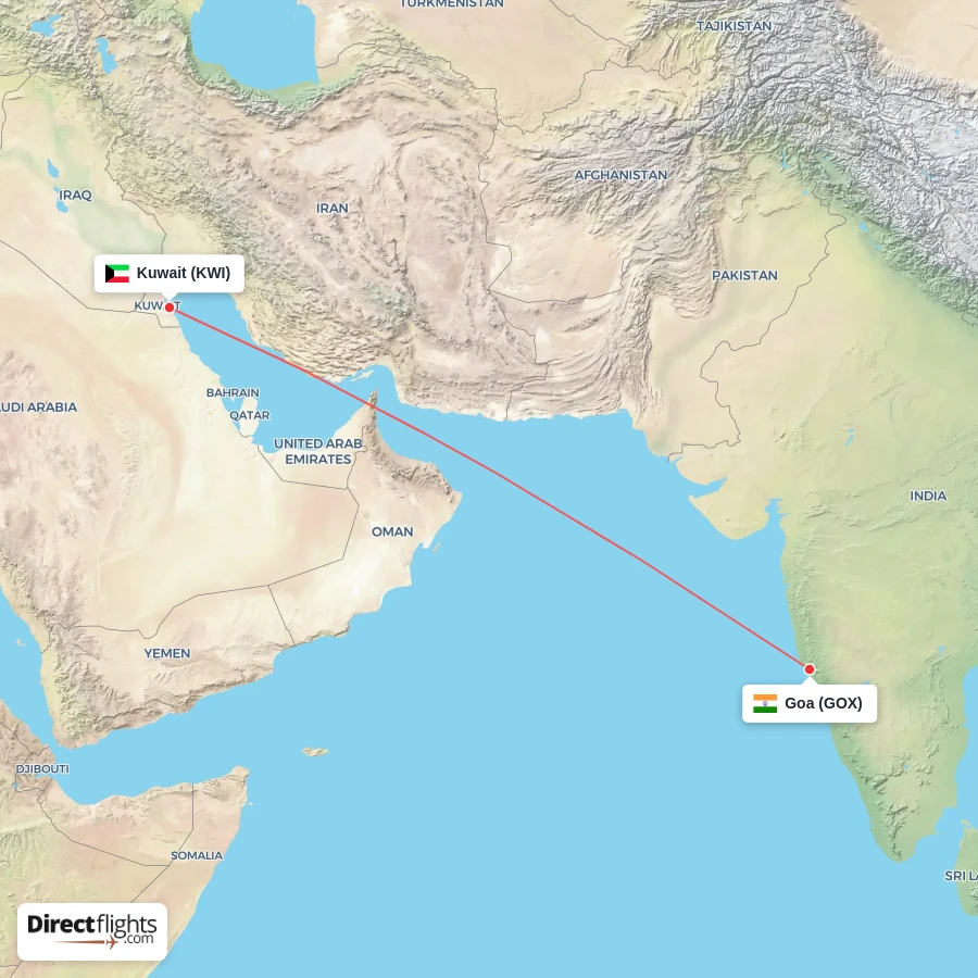 GOX - KWI route map