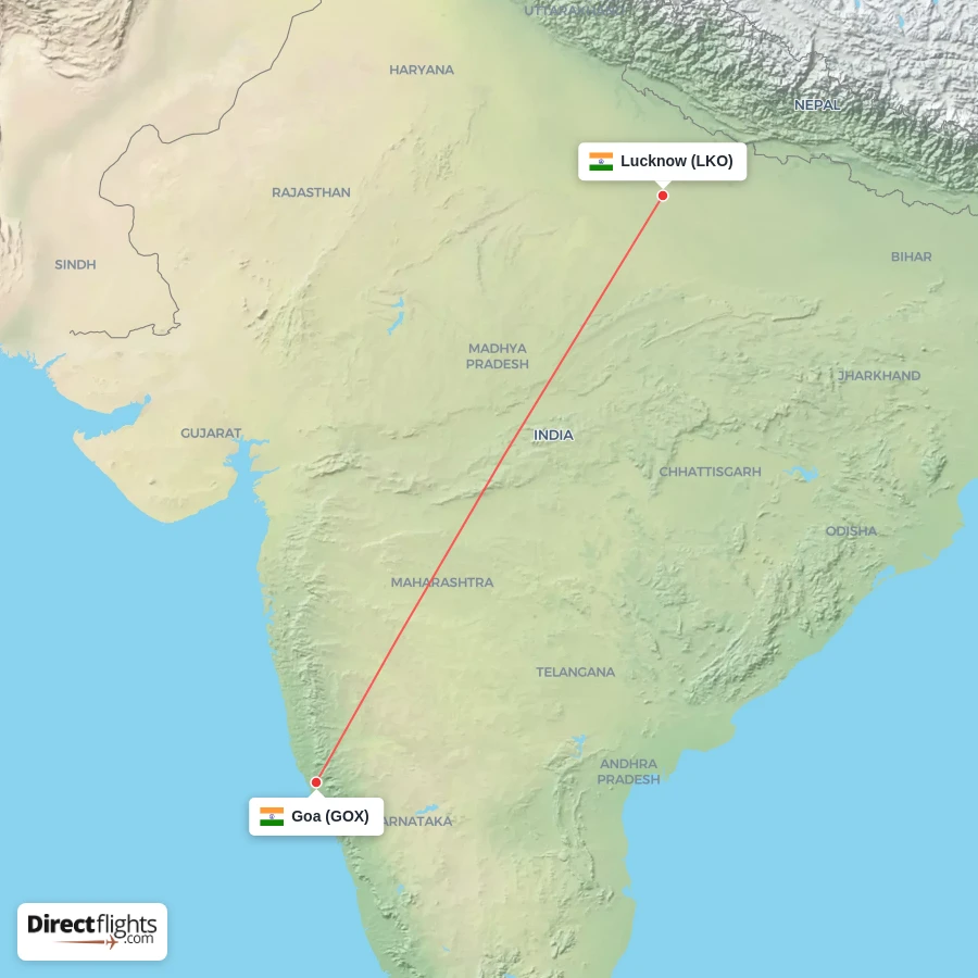 GOX - LKO route map