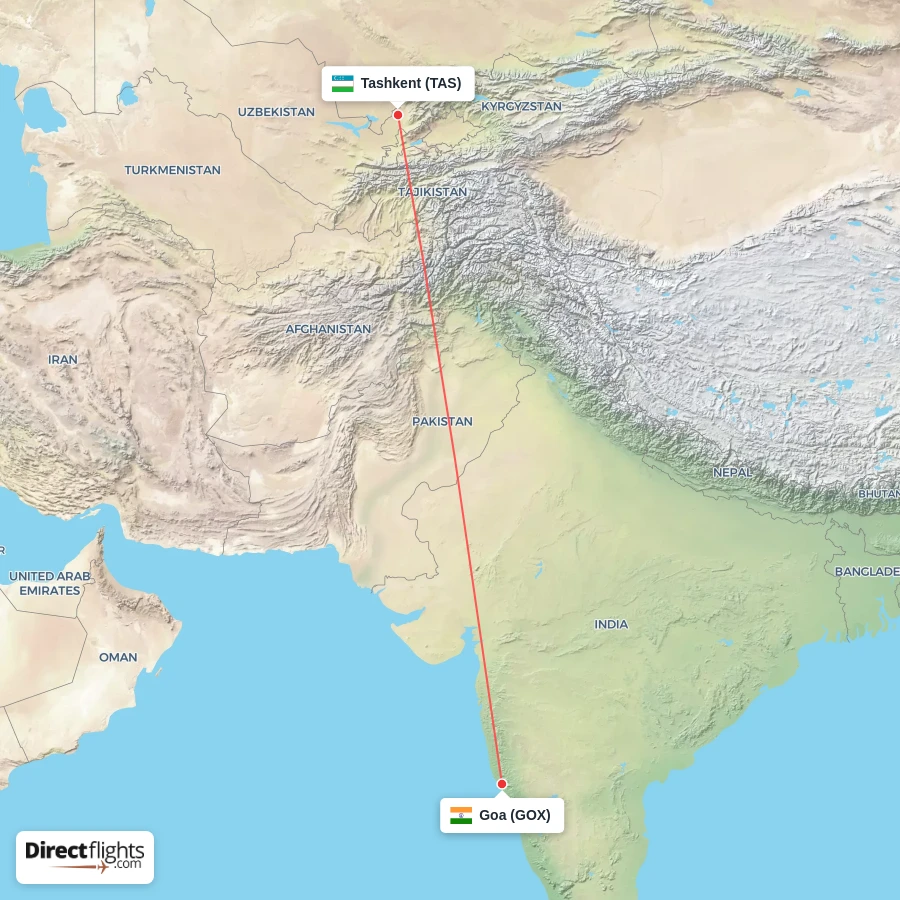 GOX - TAS route map