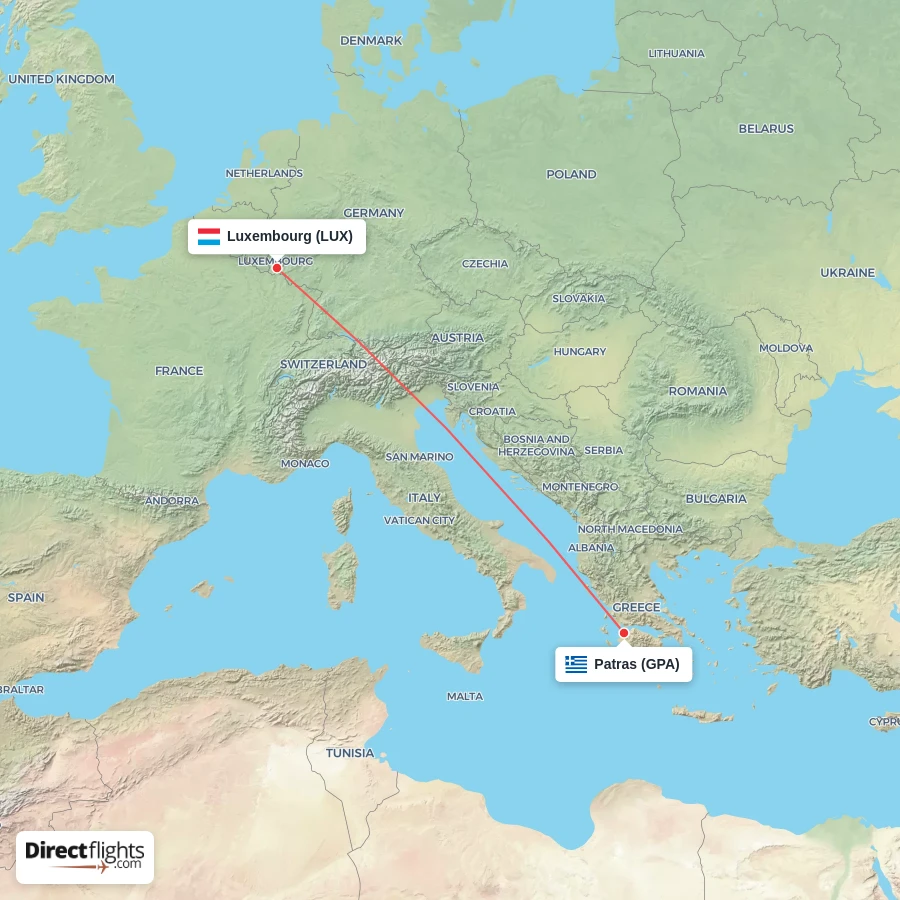 GPA - LUX route map