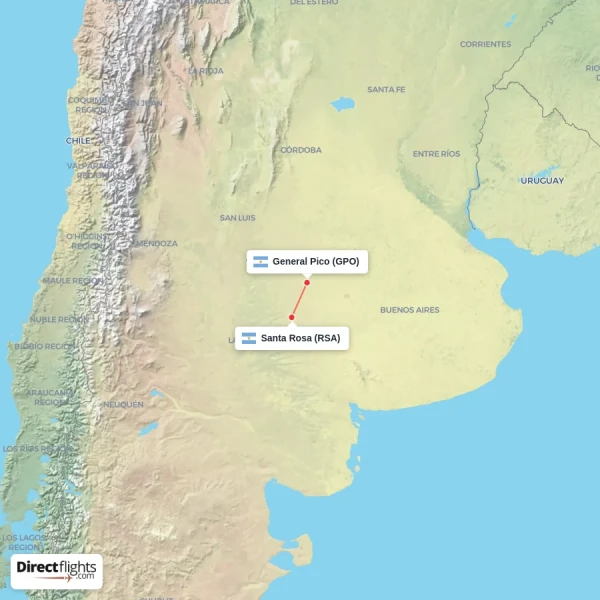 General Pico - Santa Rosa direct flight map