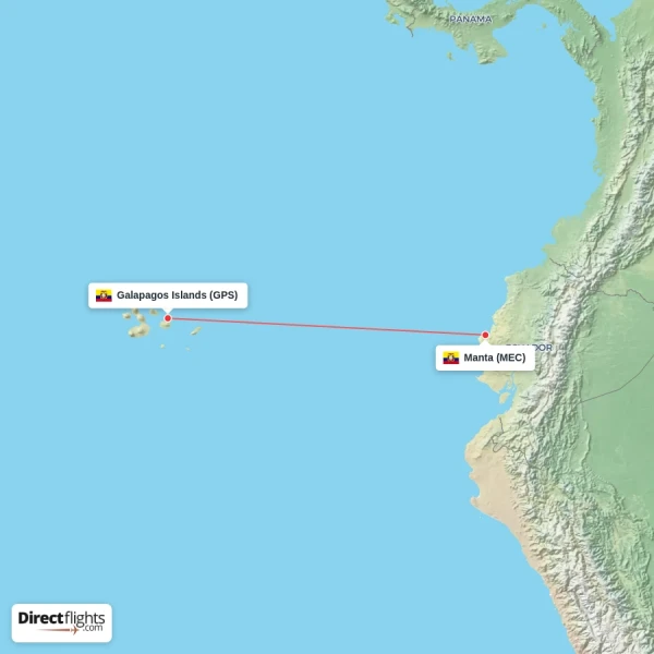Galapagos Islands - Manta direct flight map