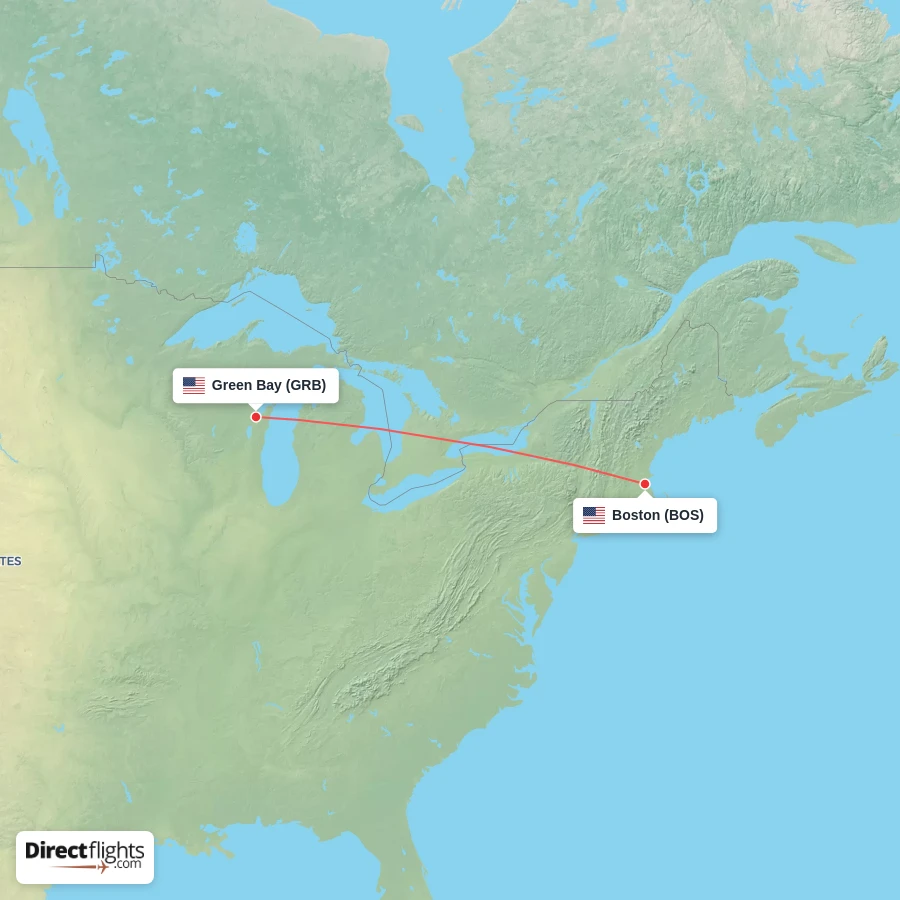 GRB - BOS route map