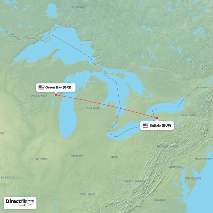 GRB - BUF route map