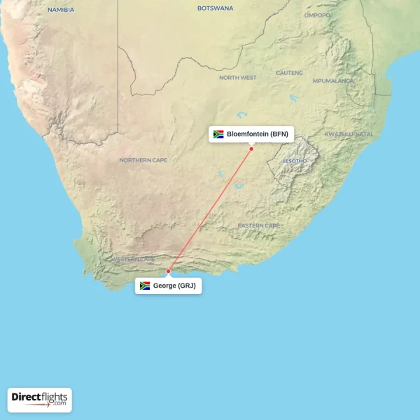 George - Bloemfontein direct flight map