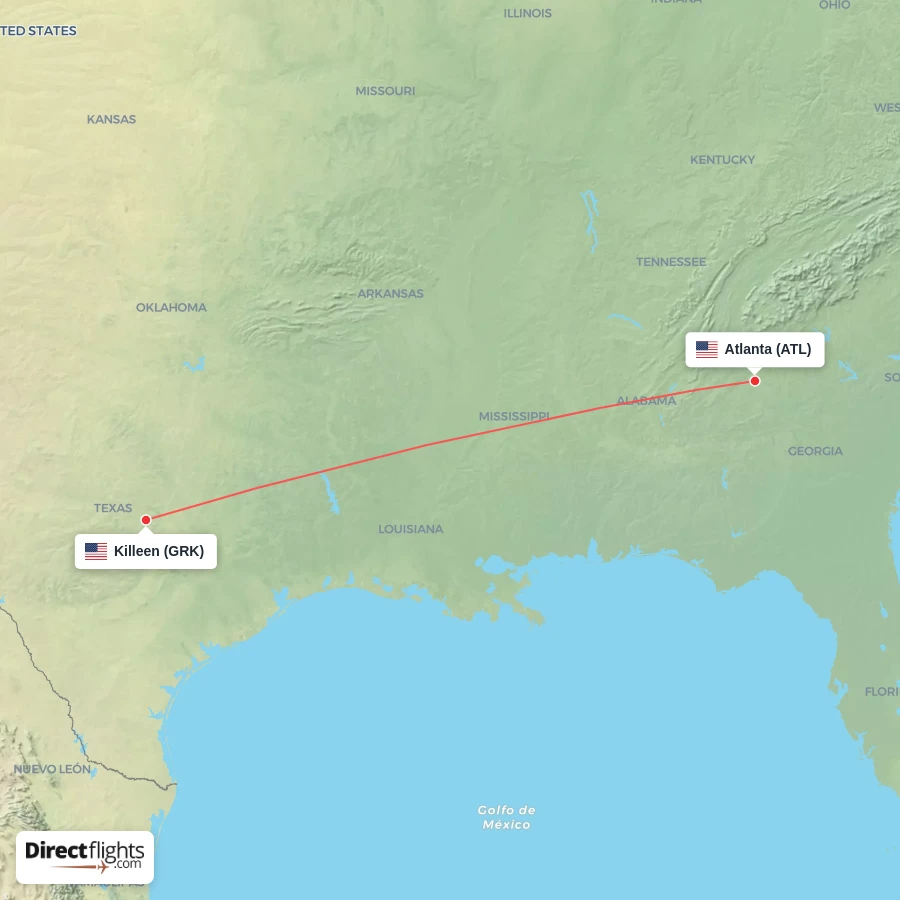 GRK - ATL route map
