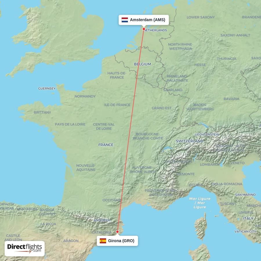 GRO - AMS route map