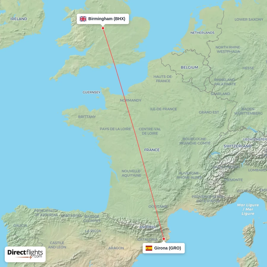 GRO - BHX route map
