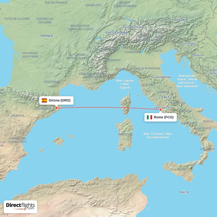 GRO - FCO route map