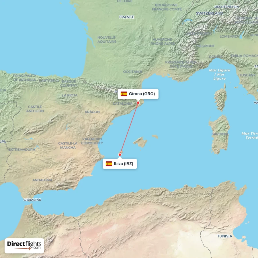 GRO - IBZ route map