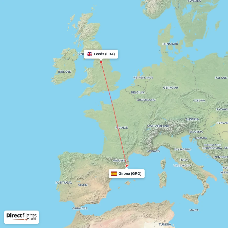 GRO - LBA route map