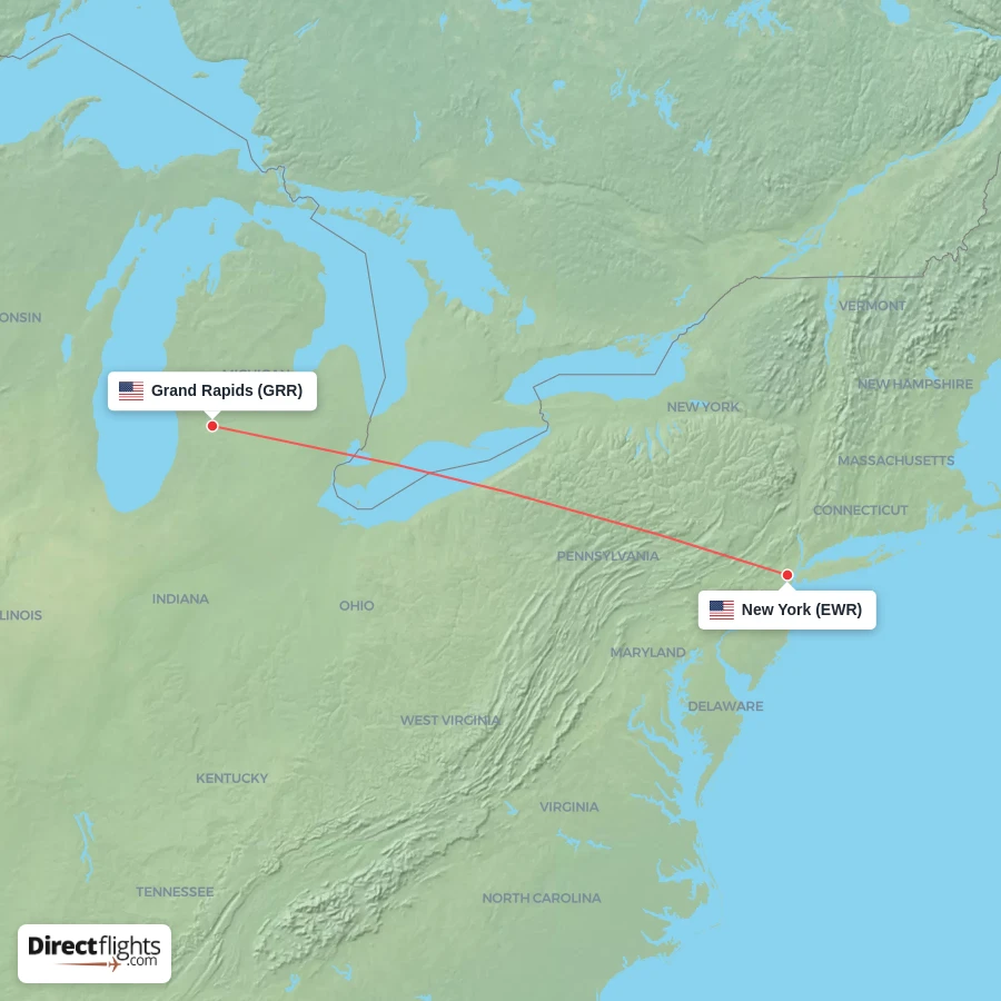GRR - EWR route map