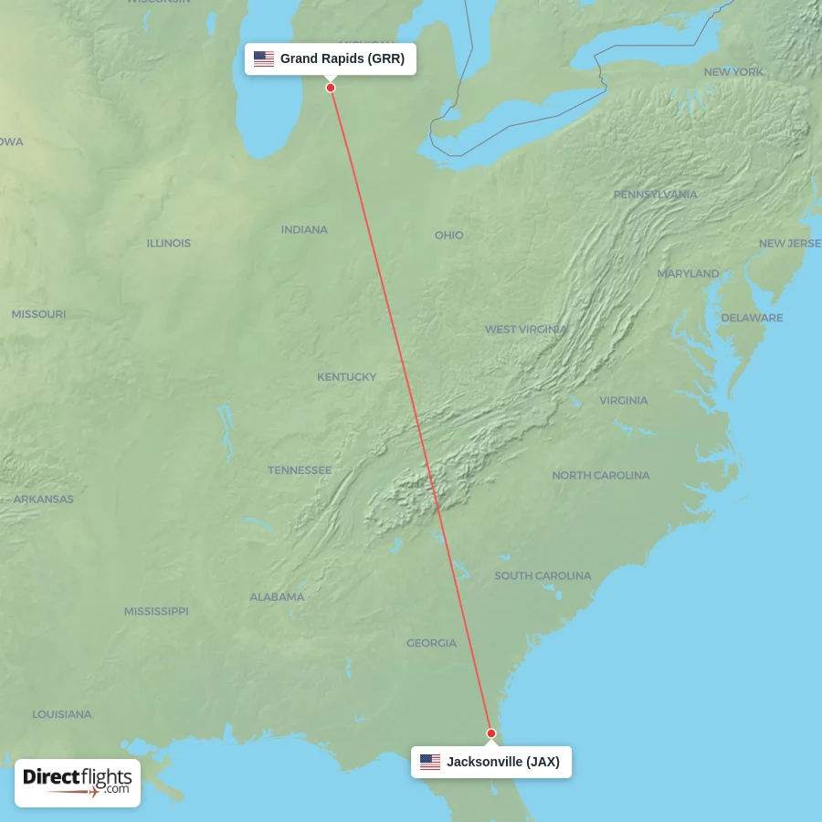 GRR - JAX route map