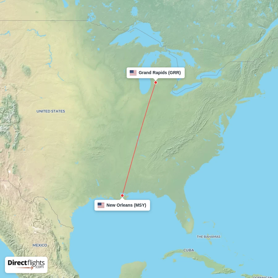 GRR - MSY route map
