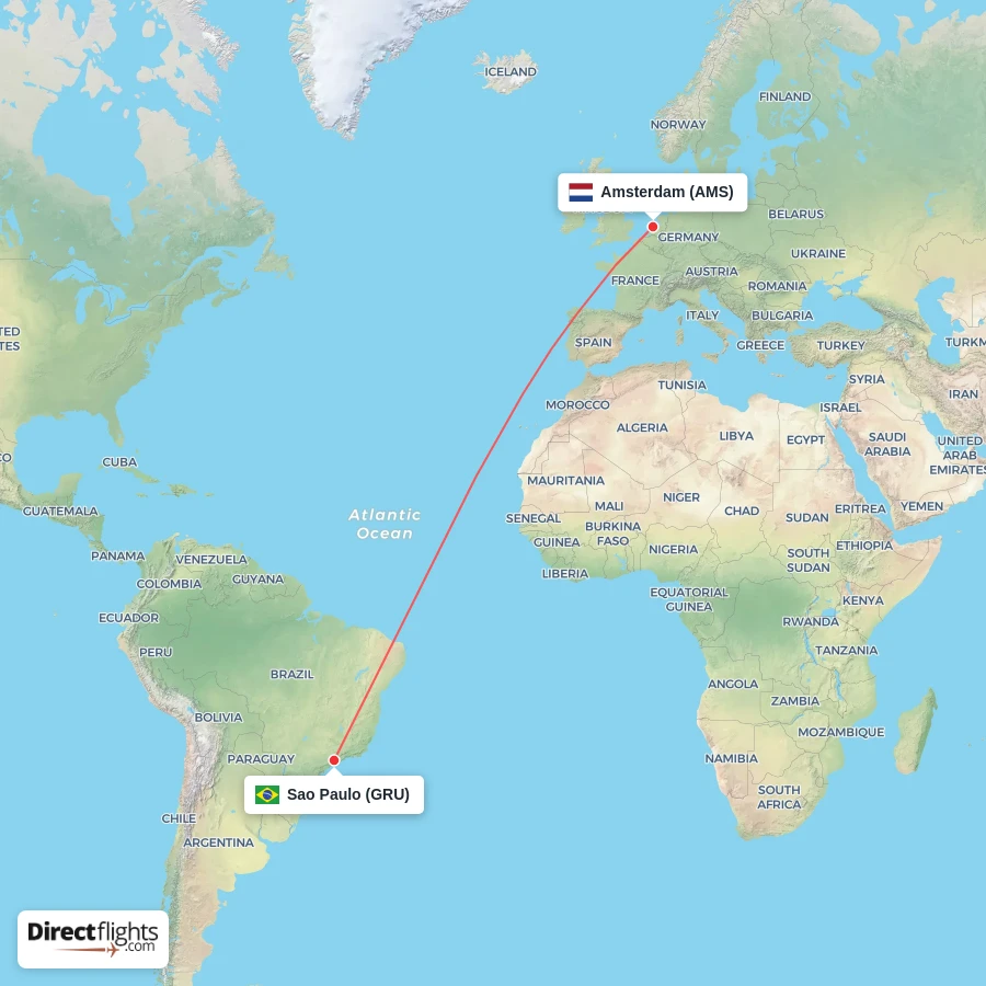 GRU - AMS route map