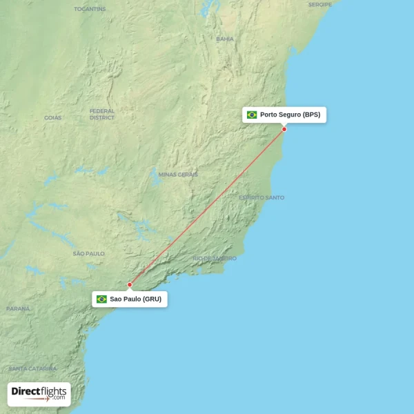Sao Paulo - Porto Seguro direct flight map