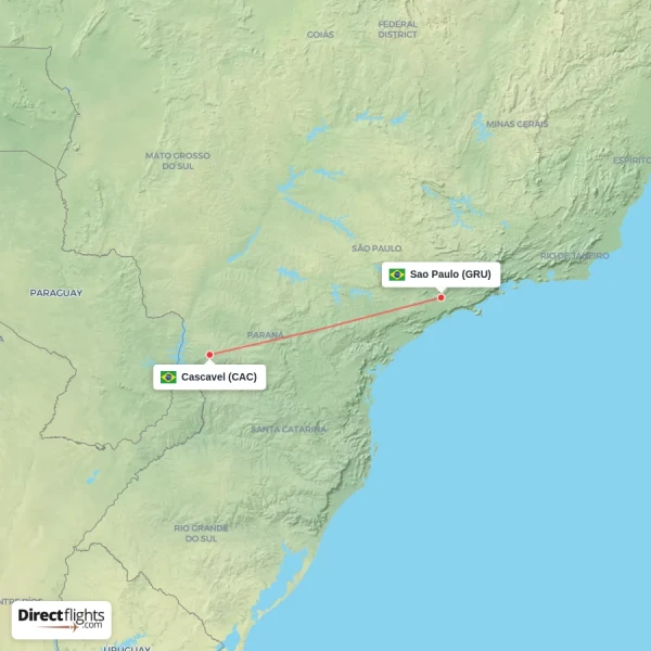 Sao Paulo - Cascavel direct flight map