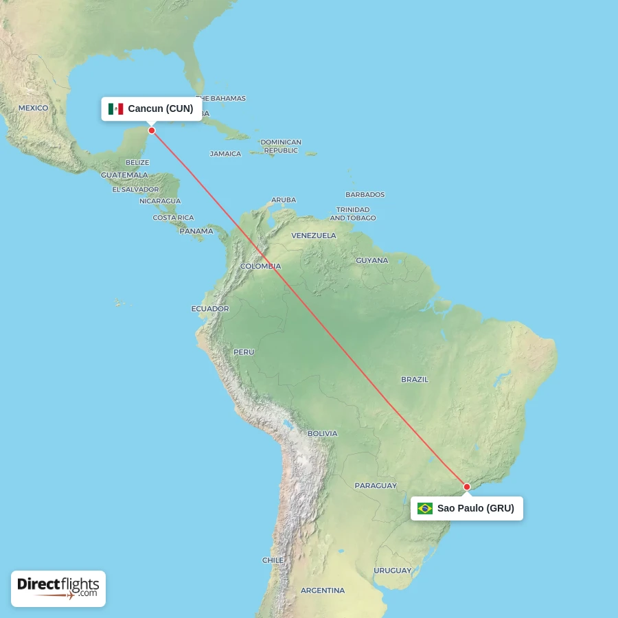 GRU - CUN route map