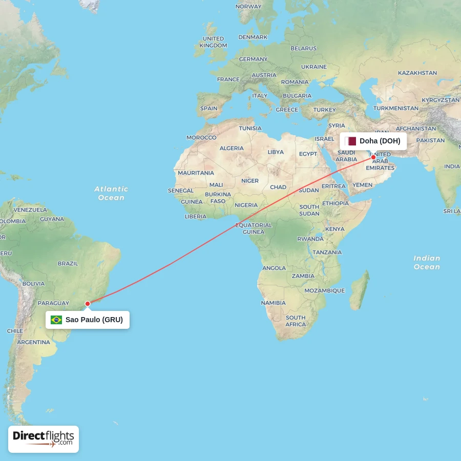 GRU - DOH route map