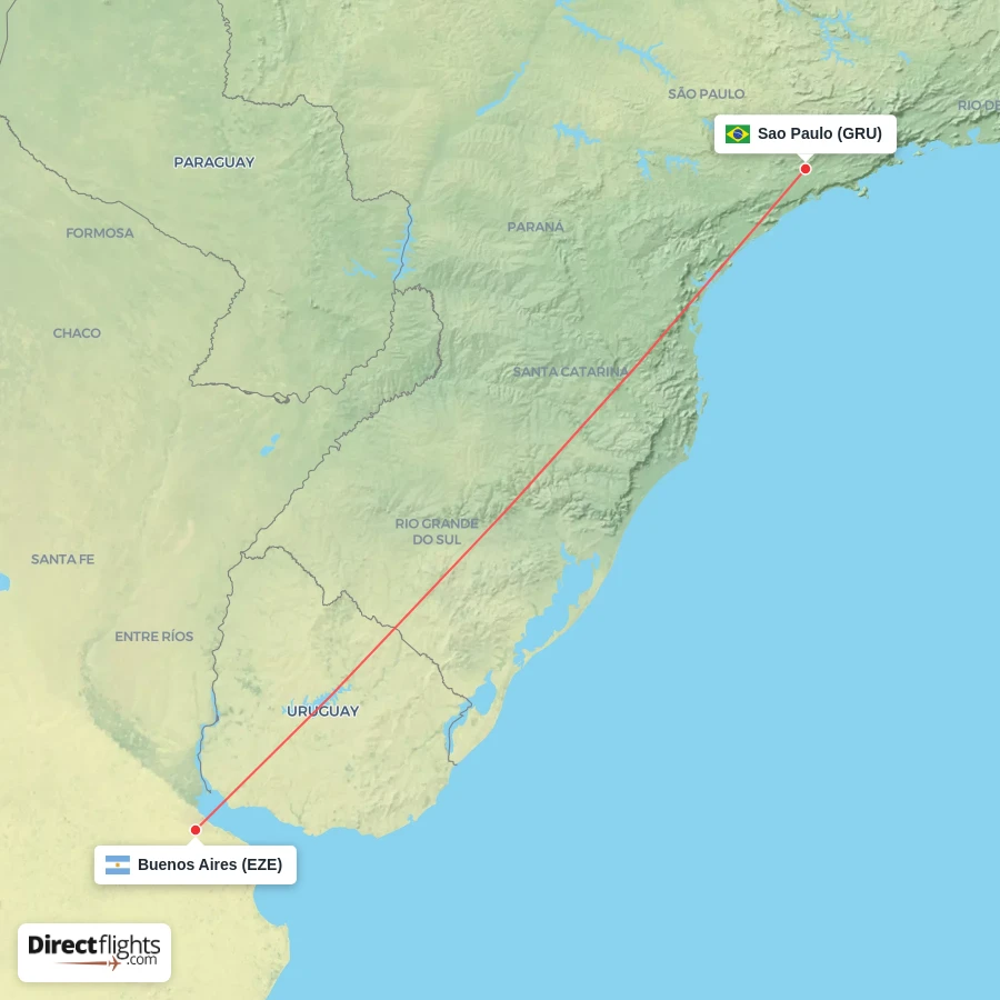 GRU - EZE route map