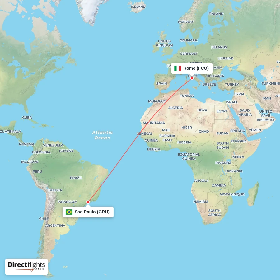 GRU - FCO route map