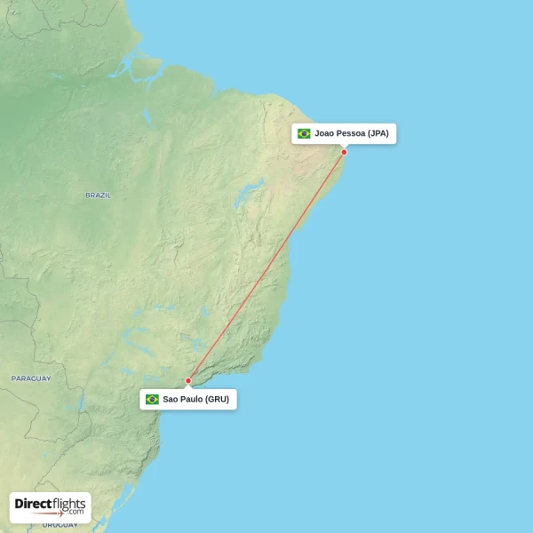 Sao Paulo - Joao Pessoa direct flight map