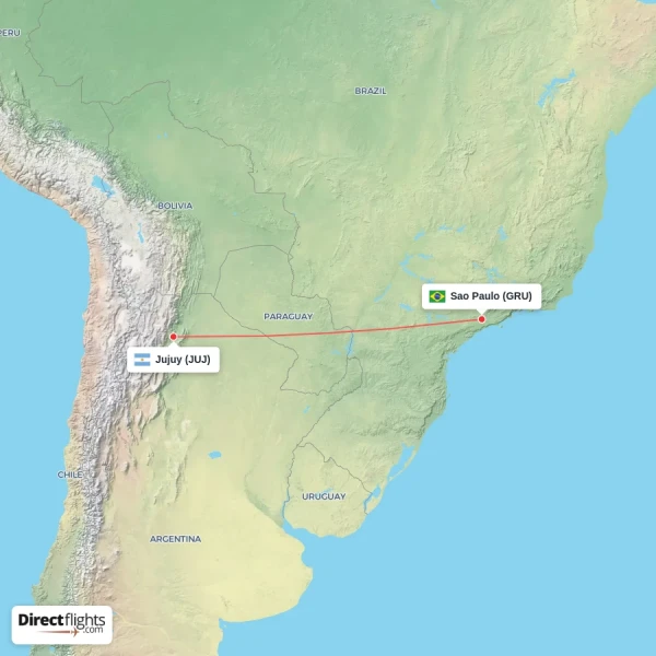 Sao Paulo - Jujuy direct flight map