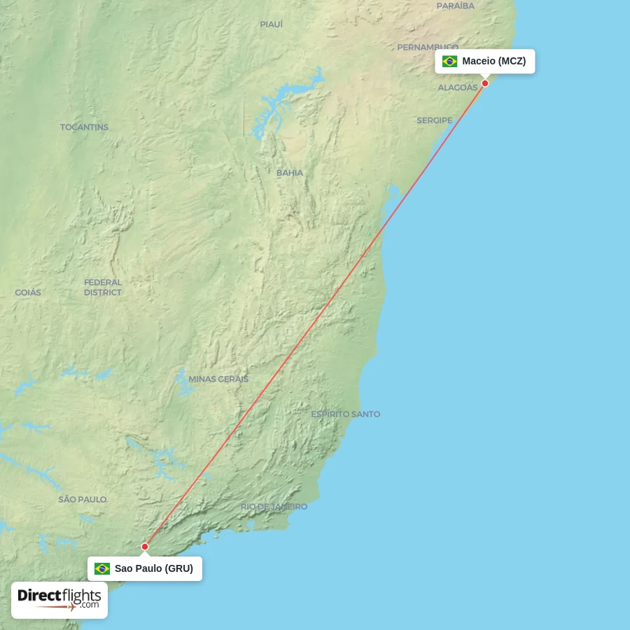 GRU - MCZ route map
