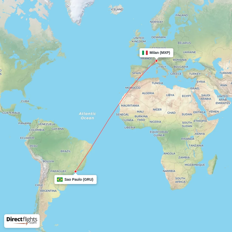 GRU - MXP route map